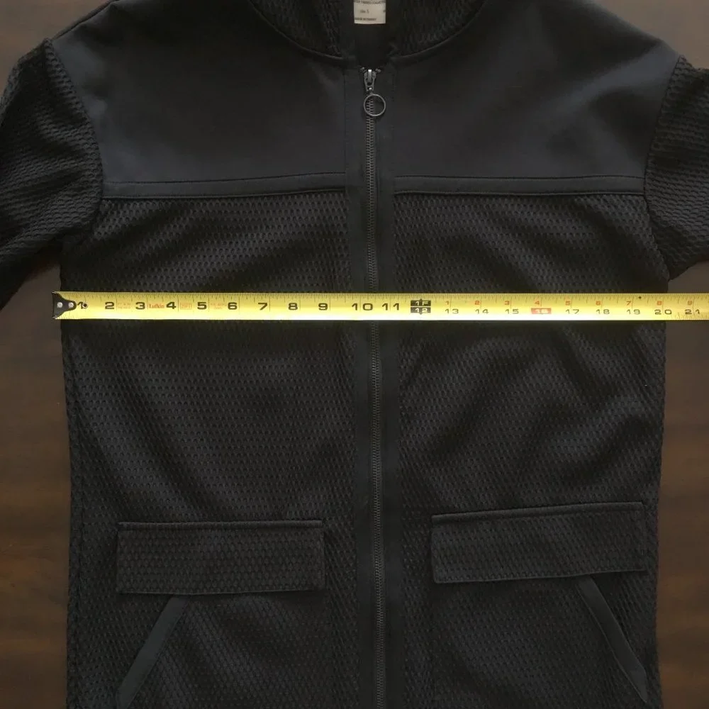 Zara Black Long Mesh Sport Hooded Jacket High Low - Picture 10 of 11
